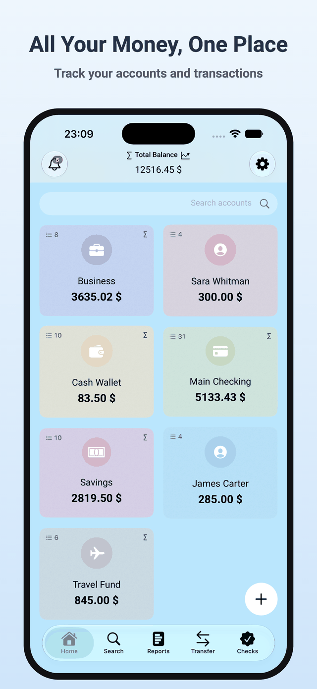 All accounts and balances in one place