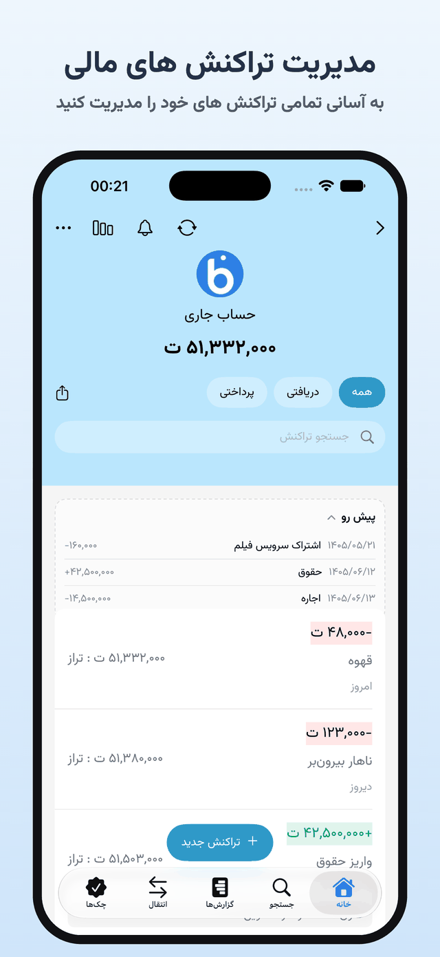 Managing transactions in Persian